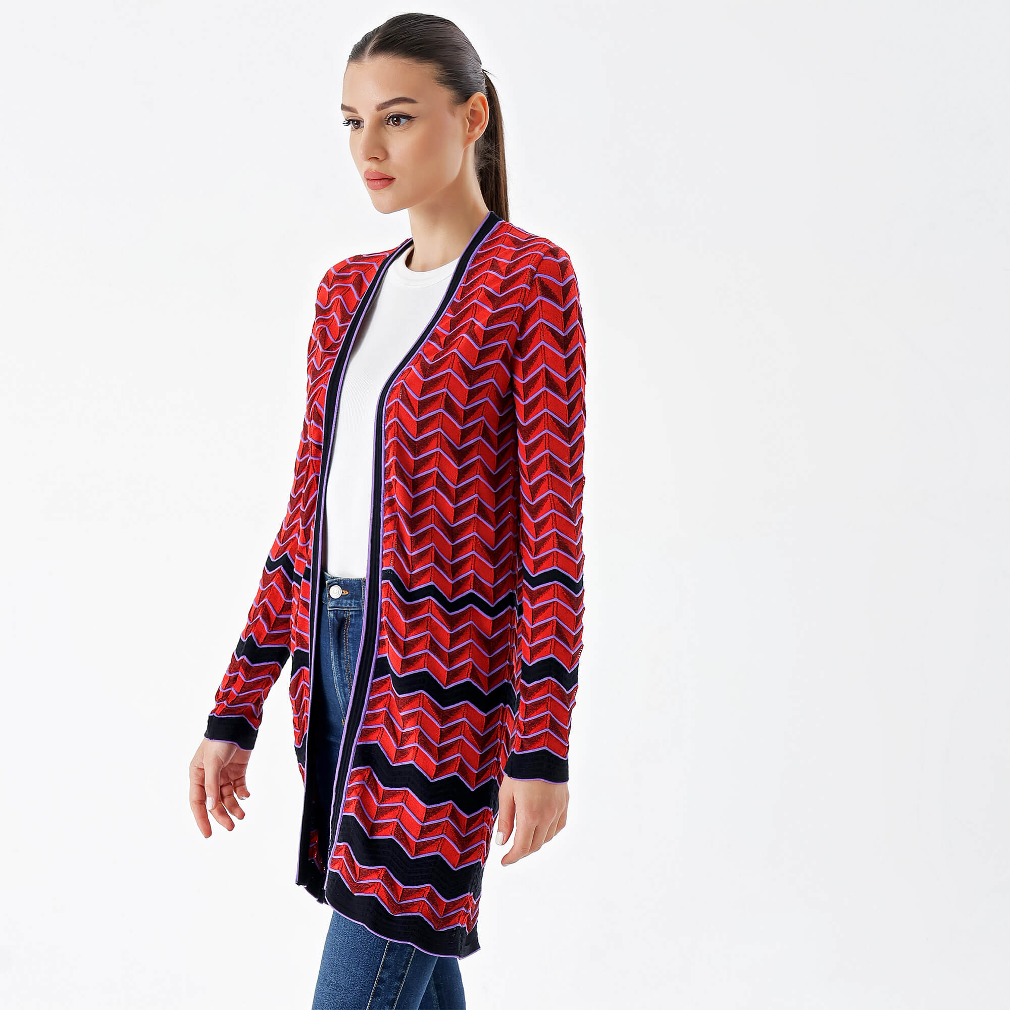 Missoni - Red&Purple&Black Zigzag Cardigan